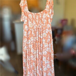 Torrid Peach Floral Maxi Dress with White Flowers
